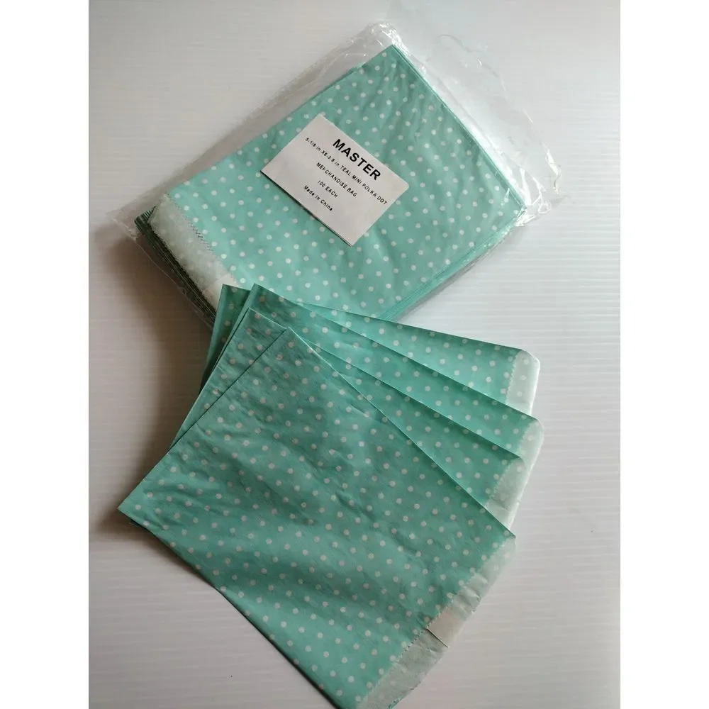 MASTER 5X7 Paper‎ Gift Bags Candy Teal Mini Polka Dot Merchandise Bag 100 Pcs